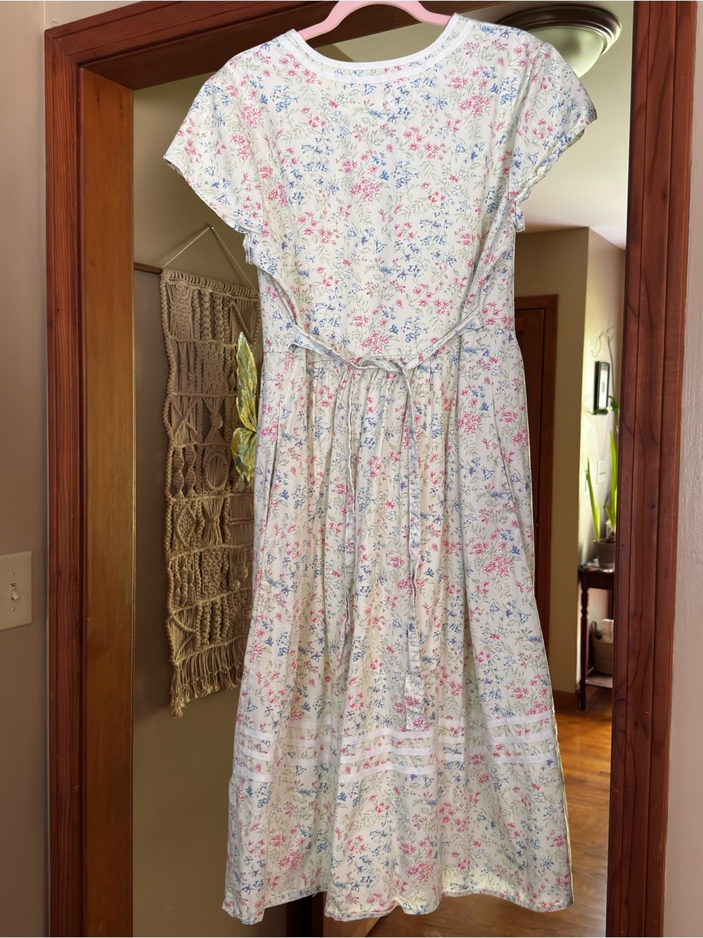 Vintage Lanz of Salzburg mint green floral button front midi dress size M - Picture 3 of 3